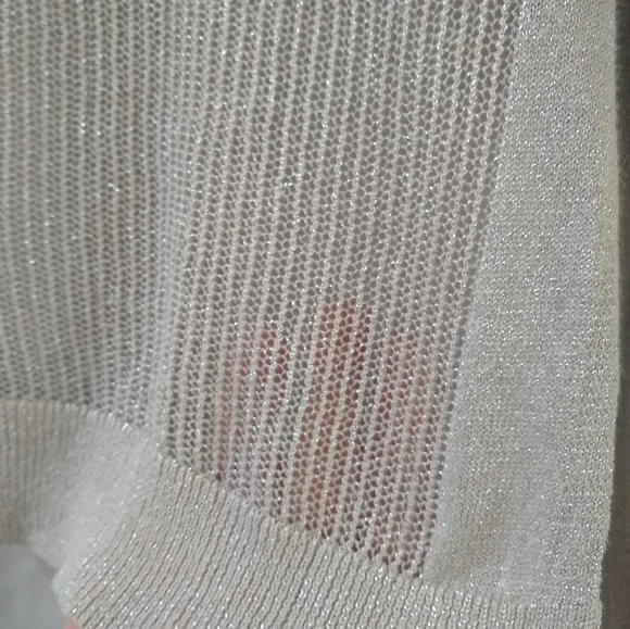 Lucky Brand Women's Platinum Silvery Sparkle Layered Sweater Small - Picture 5 of 9